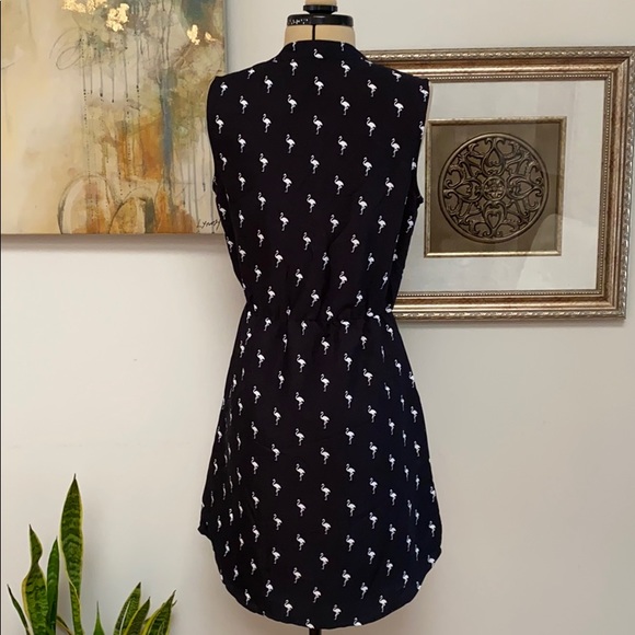 TWIK, Sleeveless Black dress with 🦩 print, M - Picture 3 of 6